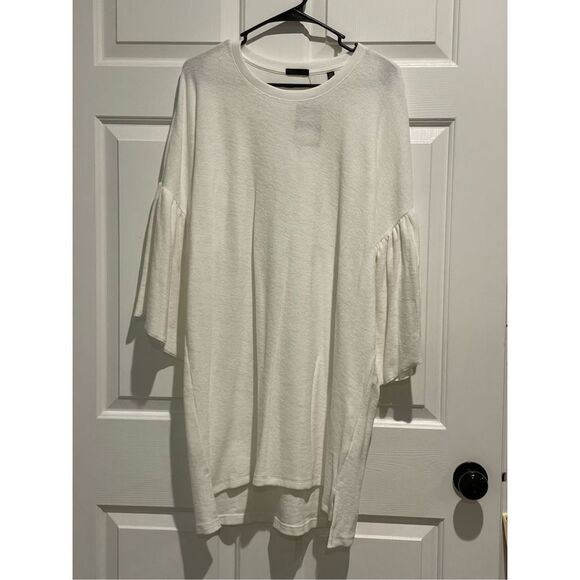 NWT ATM Anthony Thomas Melillo White Lightweight Terry Ruffle Sleeve Dress Med - Picture 5 of 12